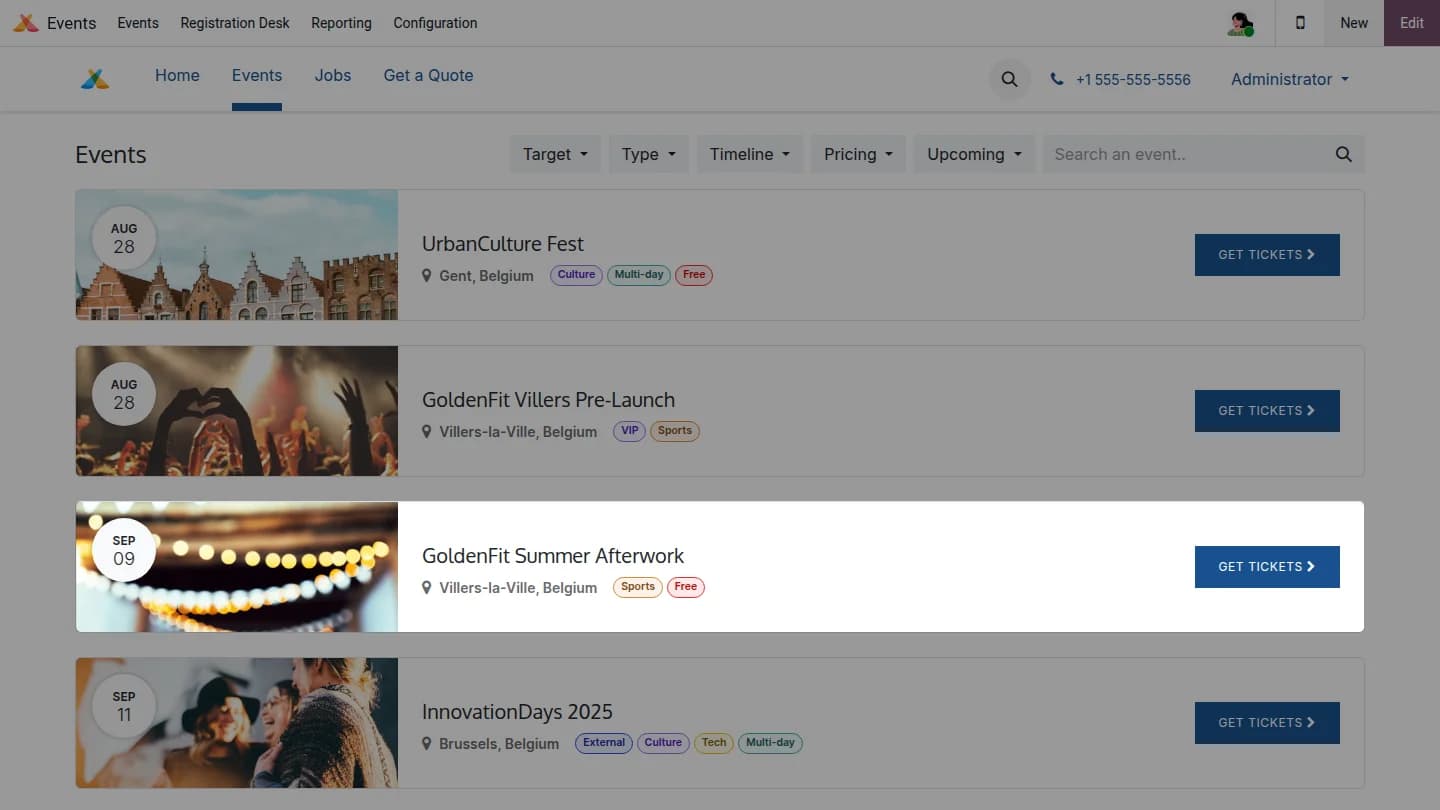 Odoo Events Dashboard
