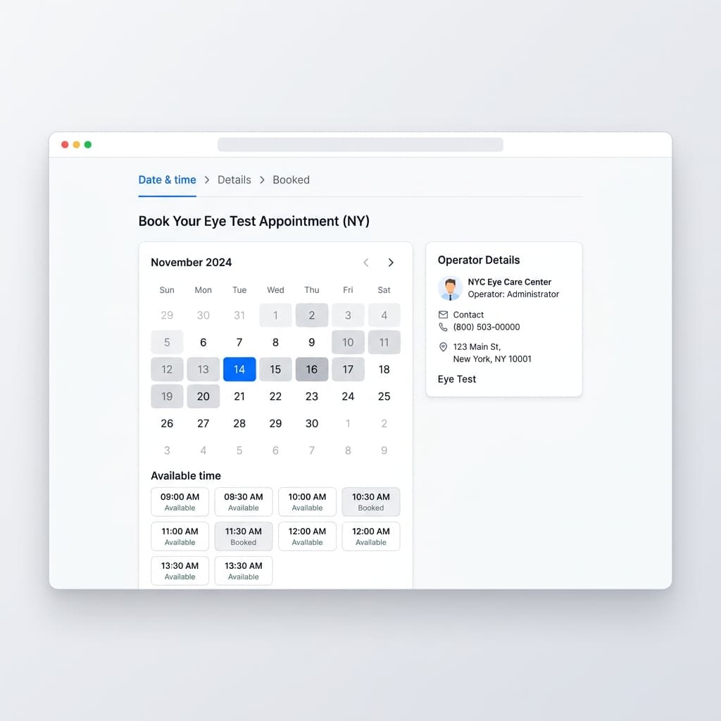 Date and Time picker calendar interface