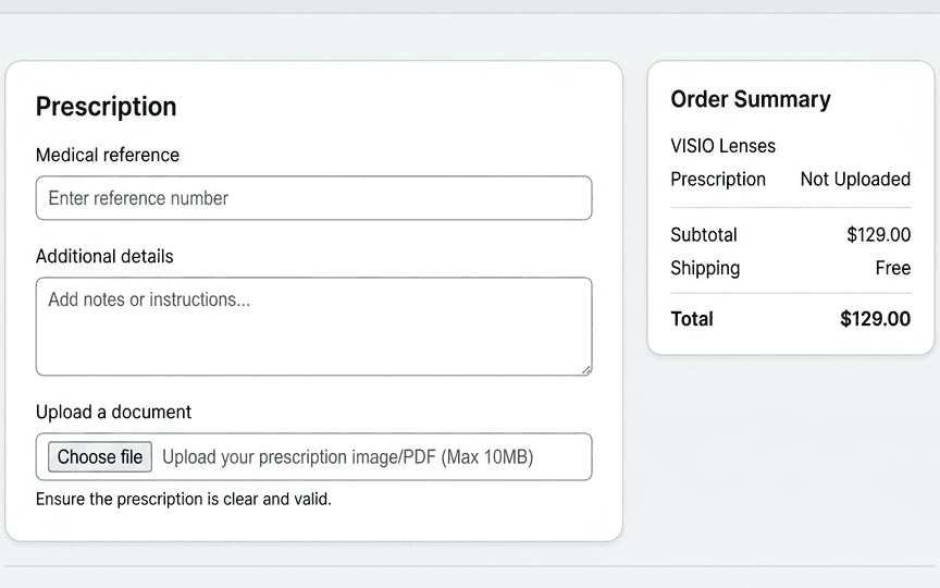 Online prescription handling interface