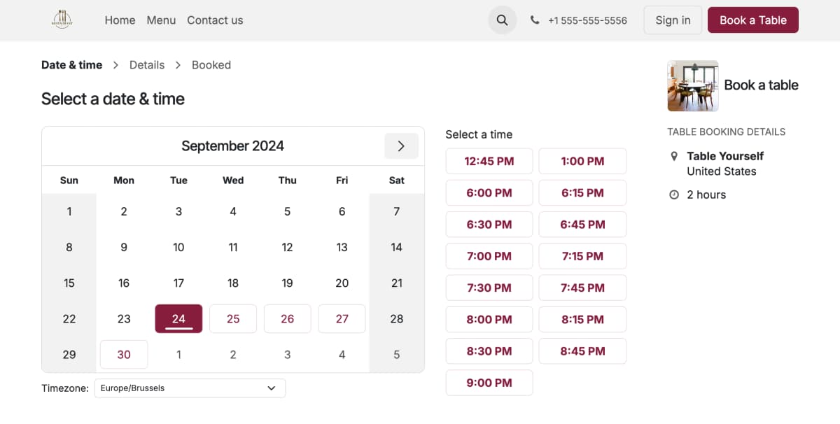 Date Selection Calendar