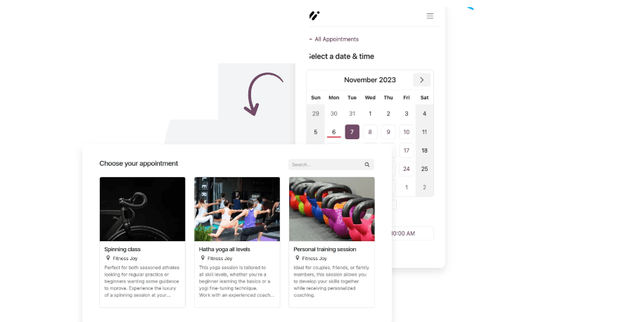 Raise the bar on classes appointment booking interface