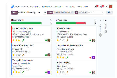 Equipment maintenance interface