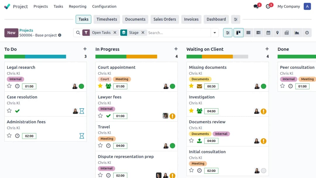 Odoo Kanban Case Management