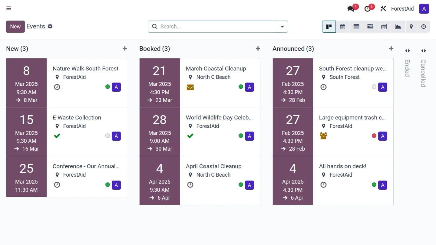 Event Schedule and Listing