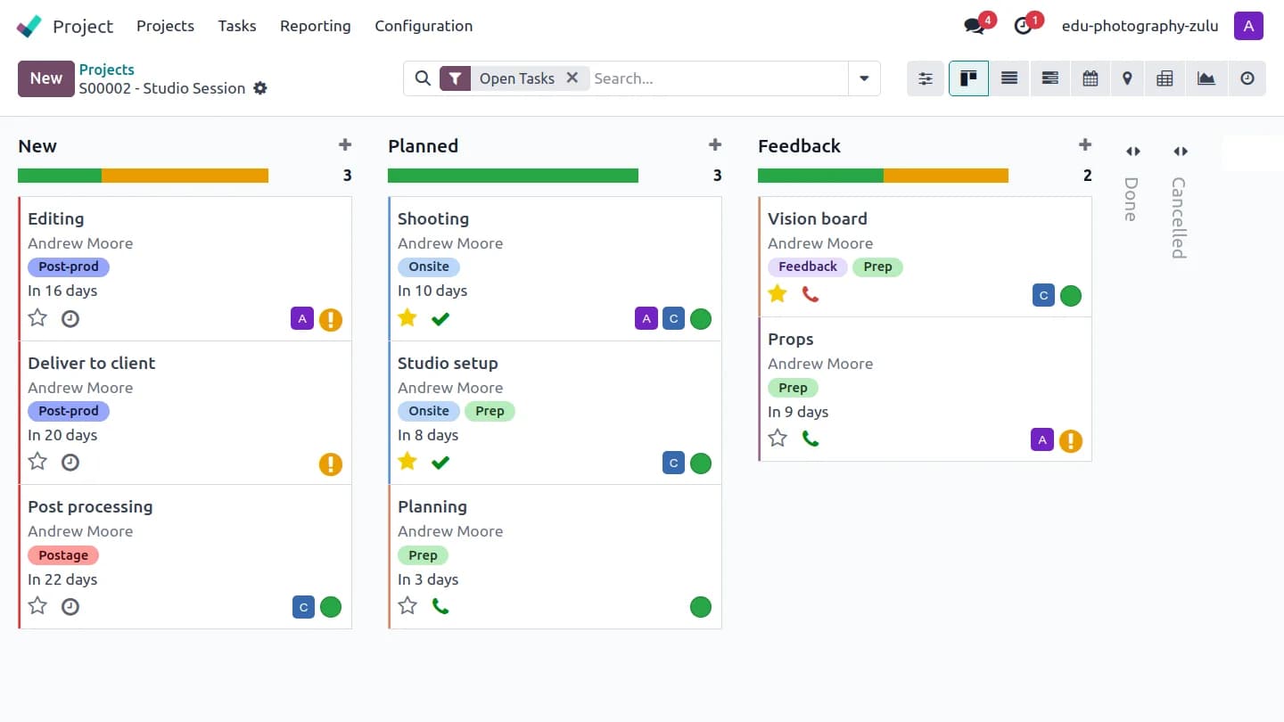 Project management kanban