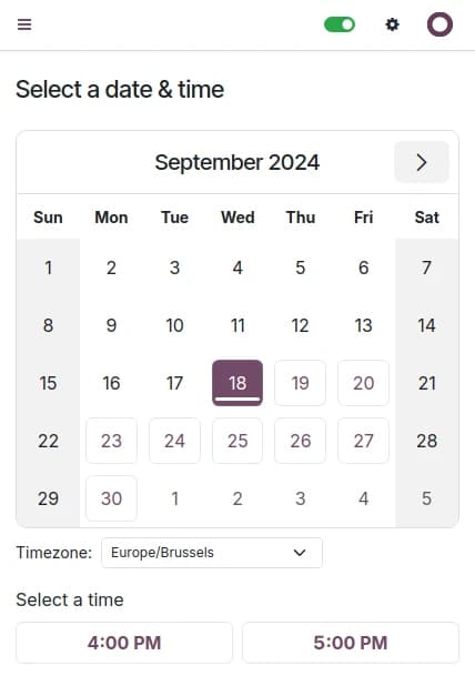 Mobile Booking View