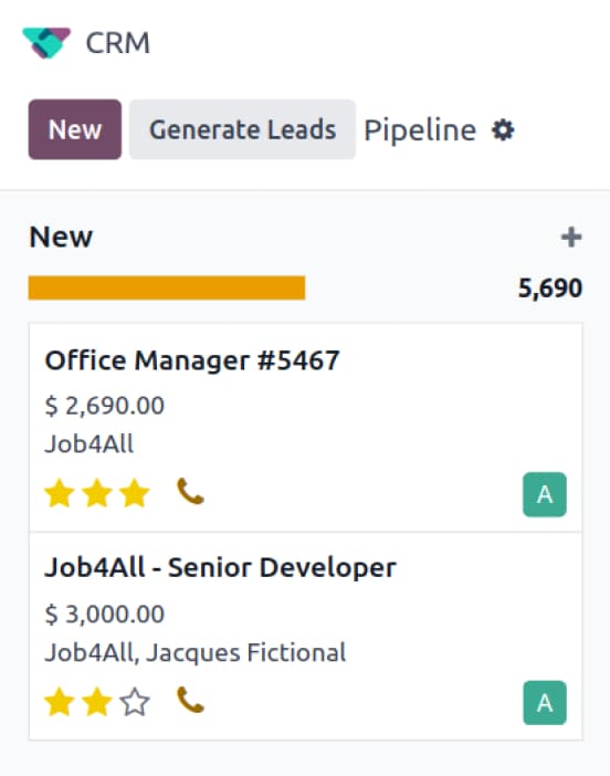 Odoo CRM Talent Opportunity