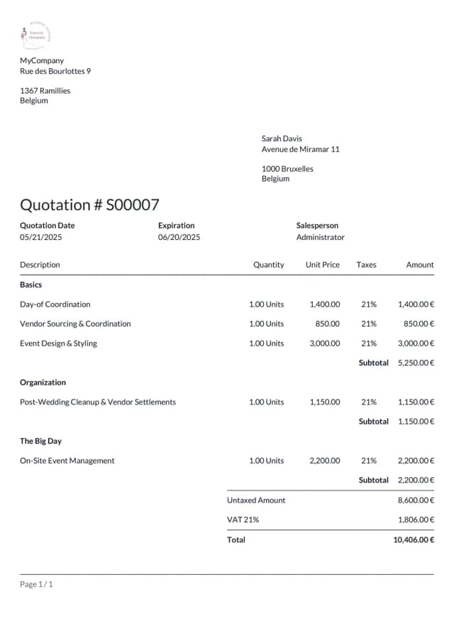 Quotation Total Invoice