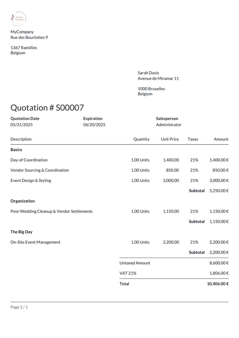 Odoo Quotation Invoice