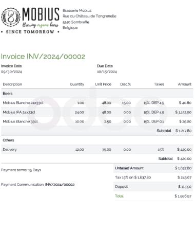 Beverage Accounting and Invoicing interface