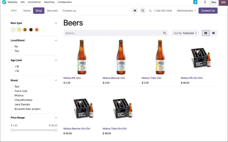 Beverage Shop Desktop View