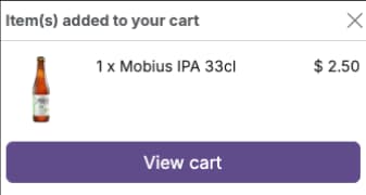Beverage Cart Popup